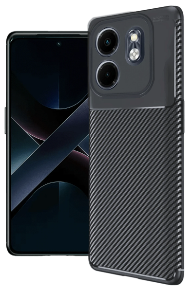 Newface İnfinix Smart 9 Kılıf Auto Focus Karbon Kapak - Siyah resmi