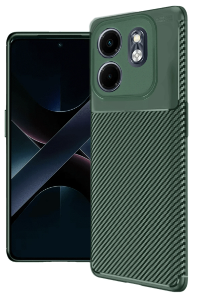 Newface İnfinix Smart 9 Kılıf Auto Focus Karbon Kapak - Koyu Yeşil resmi