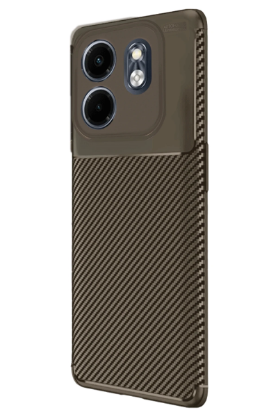 Newface İnfinix Smart 9 Kılıf Auto Focus Karbon Kapak - Kahverengi resmi