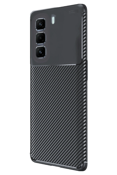 Newface İnfinix Hot 50 4G Kılıf Auto Focus Karbon Kapak - Siyah resmi