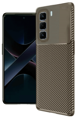 Newface İnfinix Hot 50 4G Kılıf Auto Focus Karbon Kapak - Kahverengi resmi