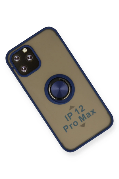 Newface iPhone 12 Pro Kılıf Montreal Yüzüklü Silikon Kapak - Lacivert resmi
