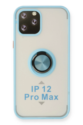 Newface iPhone 12 Pro Max Kılıf Montreal Yüzüklü Silikon Kapak - Buz Mavi resmi