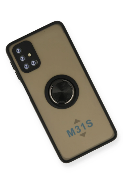 Newface Samsung Galaxy M31S Kılıf Montreal Yüzüklü Silikon Kapak - Siyah resmi