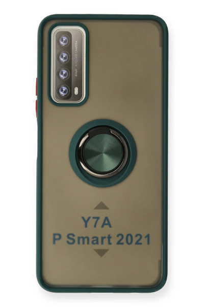 Newface Huawei P Smart 2021 Kılıf Montreal Yüzüklü Silikon Kapak - Yeşil resmi