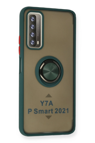Newface Huawei P Smart 2021 Kılıf Montreal Yüzüklü Silikon Kapak - Yeşil resmi