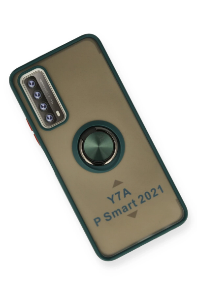 Newface Huawei P Smart 2021 Kılıf Montreal Yüzüklü Silikon Kapak - Yeşil resmi