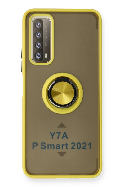 Newface Huawei P Smart 2021 Kılıf Montreal Yüzüklü Silikon Kapak - Sarı resmi
