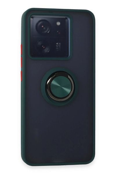 Newface Xiaomi Mi 13T Kılıf Montreal Yüzüklü Silikon Kapak - Yeşil resmi