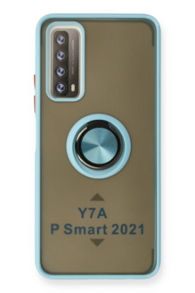 Newface Huawei P Smart 2021 Kılıf Montreal Yüzüklü Silikon Kapak - Buz Mavi resmi