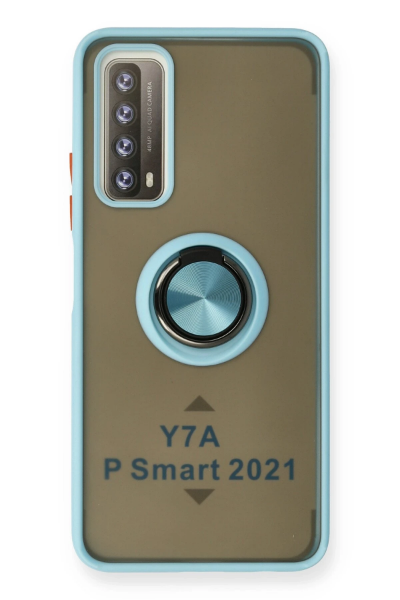 Newface Huawei P Smart 2021 Kılıf Montreal Yüzüklü Silikon Kapak - Buz Mavi resmi