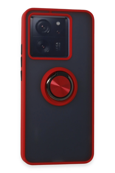 Newface Xiaomi Mi 13T Kılıf Montreal Yüzüklü Silikon Kapak - Kırmızı resmi