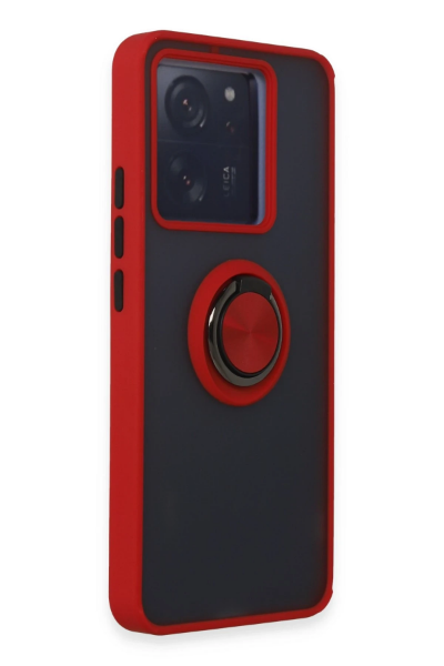Newface Xiaomi Mi 13T Kılıf Montreal Yüzüklü Silikon Kapak - Kırmızı resmi