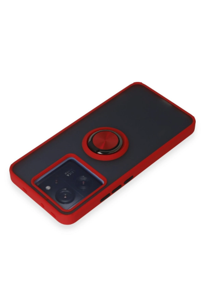 Newface Xiaomi Mi 13T Kılıf Montreal Yüzüklü Silikon Kapak - Kırmızı resmi