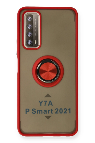 Newface Huawei P Smart 2021 Kılıf Montreal Yüzüklü Silikon Kapak - Kırmızı resmi