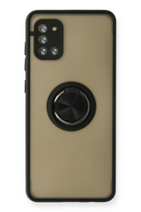 Newface Samsung Galaxy A31 Kılıf Montreal Yüzüklü Silikon Kapak - Siyah resmi