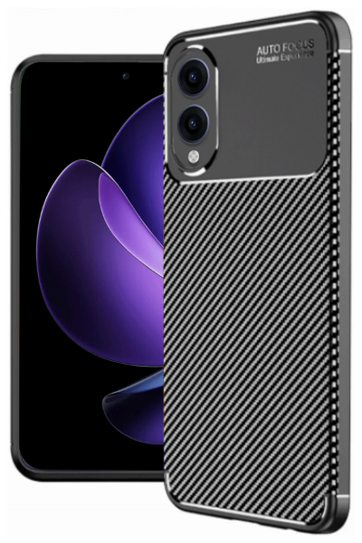 Newface Samsung Galaxy S25 Edge Kılıf Auto Focus Karbon Kapak - Siyah resmi
