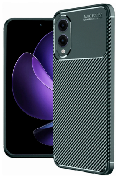 Newface Samsung Galaxy S25 Edge Kılıf Auto Focus Karbon Kapak - Koyu Yeşil resmi