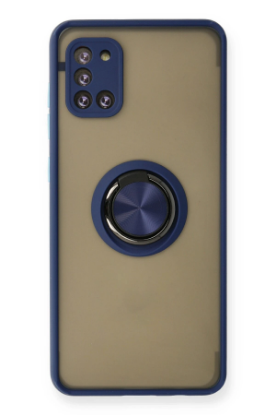 Newface Samsung Galaxy A31 Kılıf Montreal Yüzüklü Silikon Kapak - Lacivert resmi