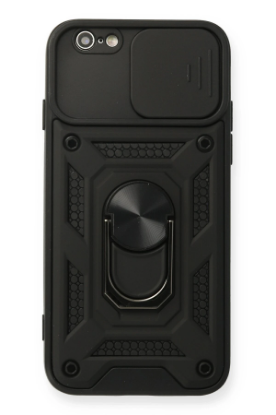 Newface iPhone 6 Kılıf Pars Lens Yüzüklü Silikon - Siyah resmi