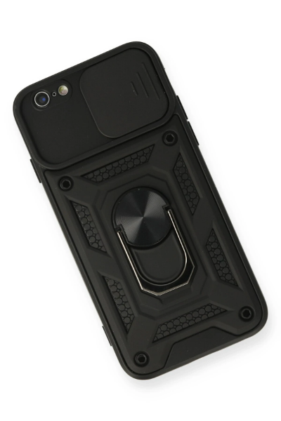 Newface iPhone 6 Kılıf Pars Lens Yüzüklü Silikon - Siyah resmi