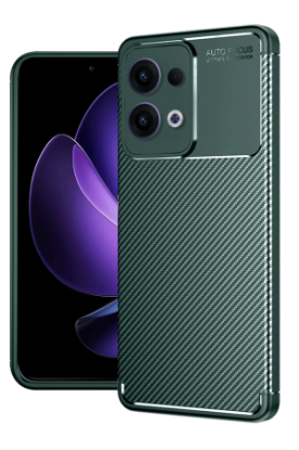 Newface Oppo Reno 13 Pro Kılıf Auto Focus Karbon Kapak - Koyu Yeşil resmi