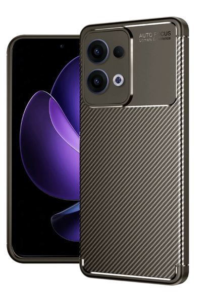 Newface Oppo Reno 13 Pro Kılıf Auto Focus Karbon Kapak - Kahverengi resmi