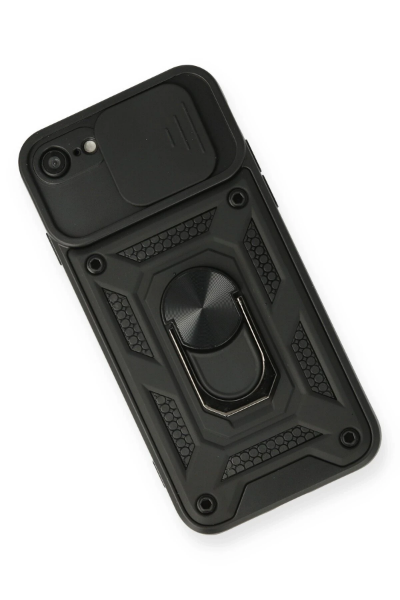 Newface iPhone 7 Kılıf Pars Lens Yüzüklü Silikon - Siyah resmi