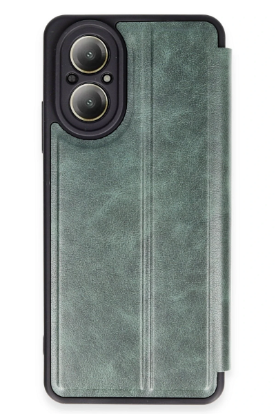Newface Realme 12 Lite Kılıf Flip Cover - Koyu Yeşil resmi