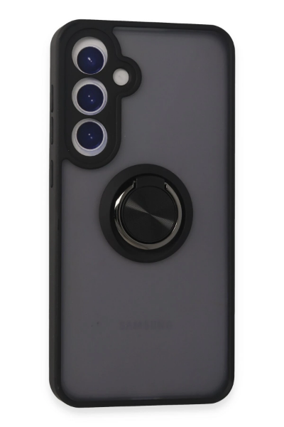 Newface Samsung Galaxy S24 Plus Kılıf Montreal Yüzüklü Silikon Kapak - Siyah resmi