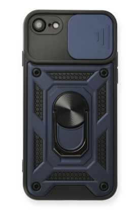 Newface iPhone 7 Kılıf Pars Lens Yüzüklü Silikon - Lacivert resmi