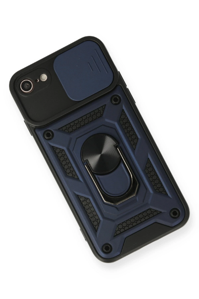Newface iPhone 7 Kılıf Pars Lens Yüzüklü Silikon - Lacivert resmi