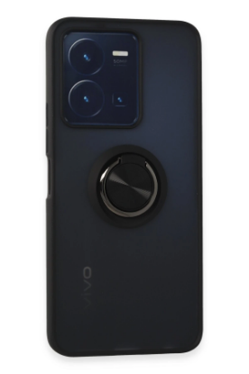 Newface Vivo Y35 Kılıf Montreal Yüzüklü Silikon Kapak - Siyah resmi