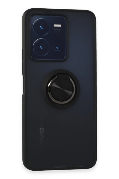 Newface Vivo Y35 Kılıf Montreal Yüzüklü Silikon Kapak - Siyah resmi
