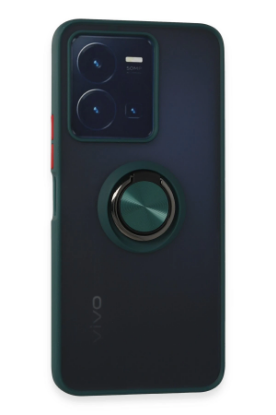 Newface Vivo Y35 Kılıf Montreal Yüzüklü Silikon Kapak - Yeşil resmi