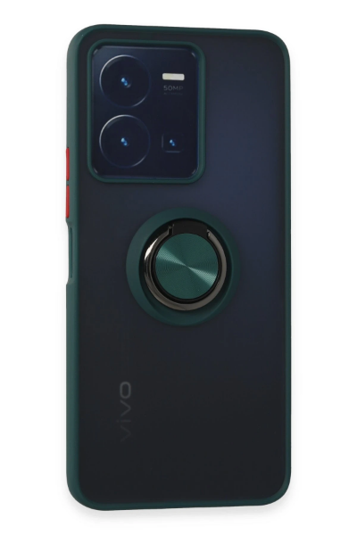Newface Vivo Y35 Kılıf Montreal Yüzüklü Silikon Kapak - Yeşil resmi