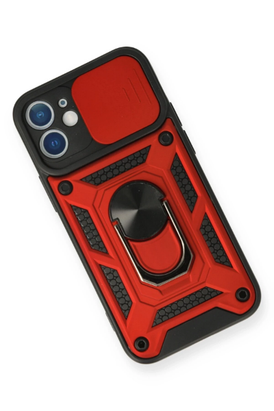 Newface iPhone 11 Kılıf Pars Lens Yüzüklü Silikon - Kırmızı resmi