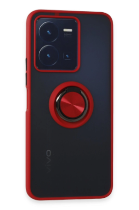 Newface Vivo Y35 Kılıf Montreal Yüzüklü Silikon Kapak - Kırmızı resmi