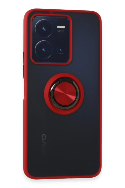 Newface Vivo Y35 Kılıf Montreal Yüzüklü Silikon Kapak - Kırmızı resmi