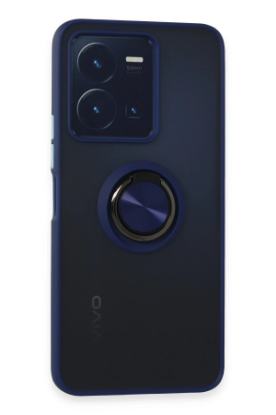 Newface Vivo Y35 Kılıf Montreal Yüzüklü Silikon Kapak - Lacivert resmi
