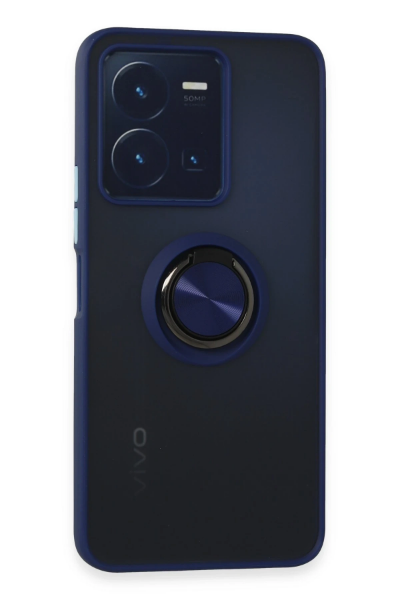 Newface Vivo Y35 Kılıf Montreal Yüzüklü Silikon Kapak - Lacivert resmi
