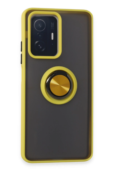 Newface Xiaomi Mi 11T Pro Kılıf Montreal Yüzüklü Silikon Kapak - Sarı resmi