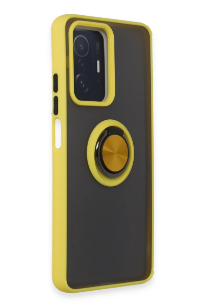 Newface Xiaomi Mi 11T Pro Kılıf Montreal Yüzüklü Silikon Kapak - Sarı resmi