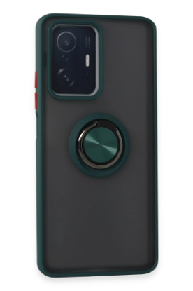Newface Xiaomi Mi 11T Pro Kılıf Montreal Yüzüklü Silikon Kapak - Yeşil resmi