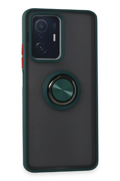 Newface Xiaomi Mi 11T Pro Kılıf Montreal Yüzüklü Silikon Kapak - Yeşil resmi