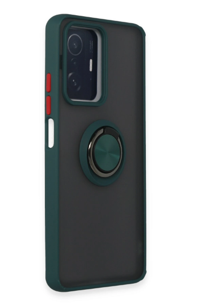 Newface Xiaomi Mi 11T Pro Kılıf Montreal Yüzüklü Silikon Kapak - Yeşil resmi
