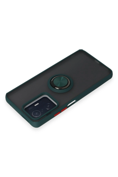 Newface Xiaomi Mi 11T Pro Kılıf Montreal Yüzüklü Silikon Kapak - Yeşil resmi