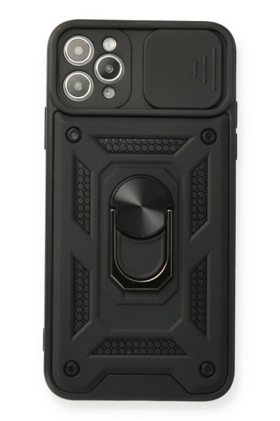 Newface iPhone 11 Pro Kılıf Pars Lens Yüzüklü Silikon - Siyah resmi