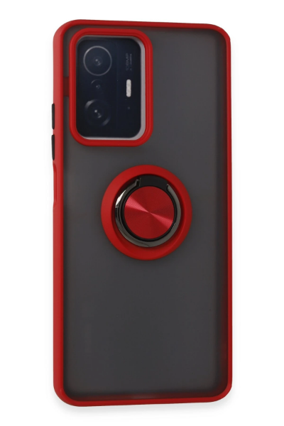 Newface Xiaomi Mi 11T Pro Kılıf Montreal Yüzüklü Silikon Kapak - Kırmızı resmi