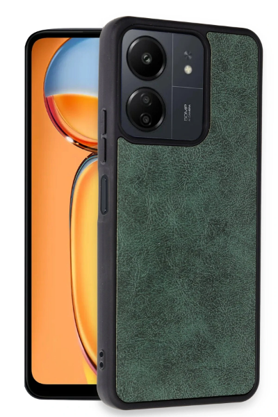Newface Xiaomi Redmi 13C Kılıf Aras Deri Kapak - Koyu Yeşil resmi